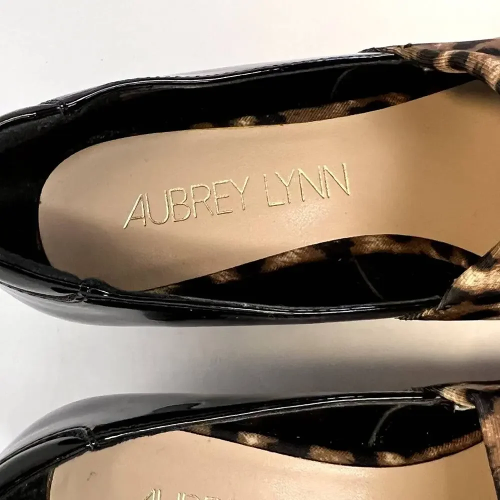 Aubrey Lynn Leopard print wedge open toe sandal, 6m
